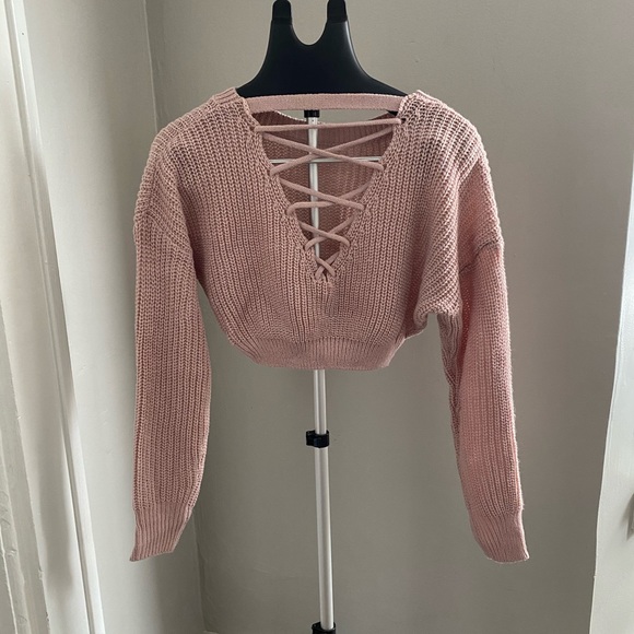 Pink Cropped Sweater - Picture 4 of 5